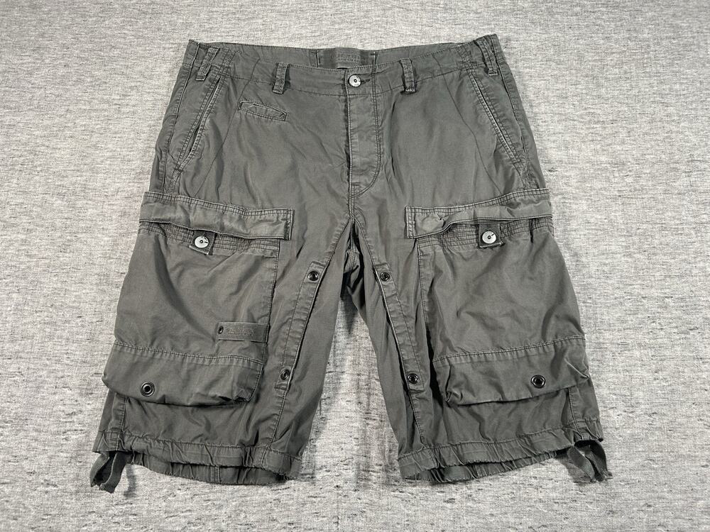 G-Star RAW South Belt Pant 1/2 Cargo Shorts Mens 38x13 Green Cotton Twill